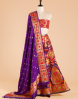 Purple Unstitched Lehenga Set