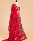 Red Unstitched Lehenga Set