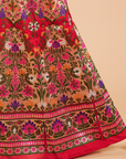Red Unstitched Lehenga Set