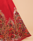 Red Unstitched Lehenga Set in Silk
