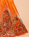 Short Gold Unstitched Lehenga Set in Silk