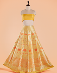Yellow Unstitched Lehenga Set in Silk