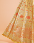 Yellow Unstitched Lehenga Set in Silk