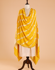 Yellow Lehariya Dupatta in Georgette Tussar