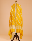 Yellow Lehariya Dupatta in Georgette Tussar