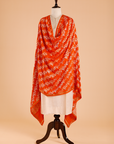 Orange Lehariya Dupatta in Georgette Tussar
