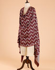 Wine Lehariya Dupatta in Georgette Tussar
