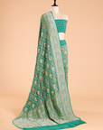 Sea Green Jaal Bandhani Saree in Georgette