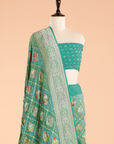 Sea Green Jaal Bandhani Saree in Georgette