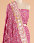 Lavender Butti Bandhani Saree in Georgette