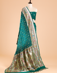 Green Butti Bandhani Saree in Georgette