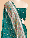 Green Butti Bandhani Saree in Georgette