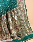 Green Butti Bandhani Saree in Georgette