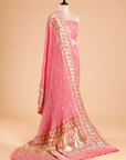 Light Pink Butti Bandhani Saree in Georgette
