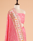Light Pink Butti Bandhani Saree in Georgette