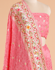 Light Pink Butti Bandhani Saree in Georgette