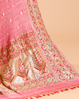 Light Pink Butti Bandhani Saree in Georgette