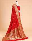 Red Butti Bandhani Saree in Georgette