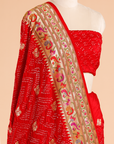 Red Butti Bandhani Saree in Georgette