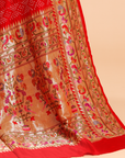 Red Butti Bandhani Saree in Georgette