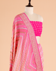 Rani Pink Lehariya Bandhani Saree in Georgette
