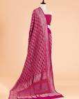 Magenta Pink Jaal Bandhani Saree in Georgette