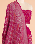 Magenta Pink Jaal Bandhani Saree in Georgette