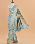 Sky Blue Jaal Saree in Silk