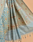 Sky Blue Jaal Saree in Silk