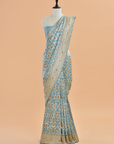 Sky Blue Jaal Saree in Silk