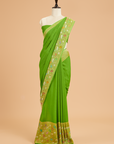 Pista Green Plain Saree in Georgette