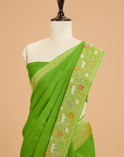 Pista Green Plain Saree in Georgette