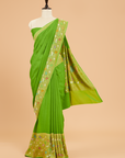 Pista Green Plain Saree in Georgette