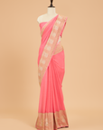 Strawberry Pink Plain Saree in Georgette