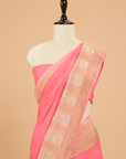 Strawberry Pink Plain Saree in Georgette