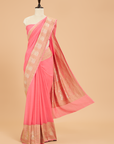 Strawberry Pink Plain Saree in Georgette