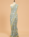 Sky Blue Jaal Saree in Georgette