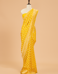Yellow Butti Saree In Muslin Silk