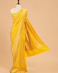Yellow Butti Saree In Muslin Silk