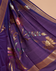 Purple Plain Saree In Georgette Tussar
