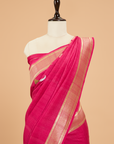 Rani Pink Plain Saree In Georgette Tussar