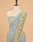 Grey Plain Saree in Georgette