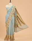 Grey Plain Saree in Georgette