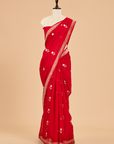 Red Butta Saree In Georgette