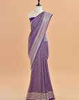 Purple Brocade Saree in Georgette