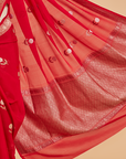 Red Butta Saree In Georgette