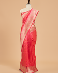 Rani Pink Plain Saree in Silk