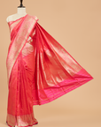 Rani Pink Plain Saree in Silk