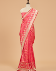 Strawberry Pink Butta Saree in Silk