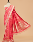 Strawberry Pink Butta Saree in Silk